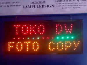 Tulisan Lampu Led Sign TOKO DW FOTO COPY SUKSES - LIKE RUNNING TEXT