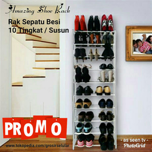 AMAZING SHOE RACK RAK SEPATU SANDAL BESI 10 SUSUN / TINGKAT ANTI KARAT