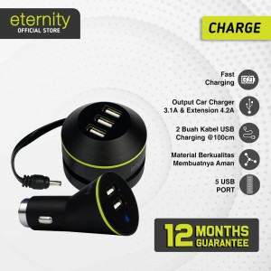 Eternity  Plug In Family / Car Charger / Fast Charging / 5 USB Port