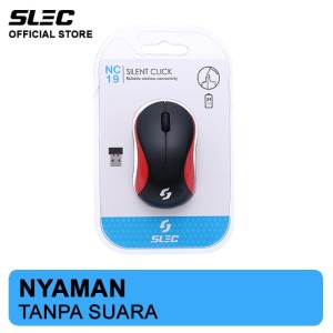 Mouse Wireless SLEC NC19 Silent Click - Merah