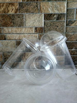 Gelas Plastik PP 16oz Plastic Cup PP 16 oz PLUS TUTUP CEMBUNG LID DOME - Original
