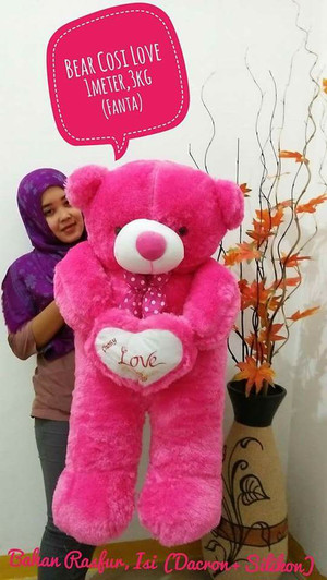 BONEKA BERUANG TEDDY BEAR COSY LOVE JUMBO PINK FANTA - BONEKA SAJA