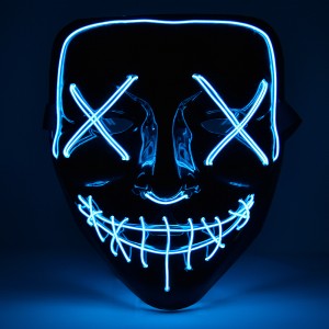 Glowing Blue Robot Visor With Driver Carnival festival Sound Activated
