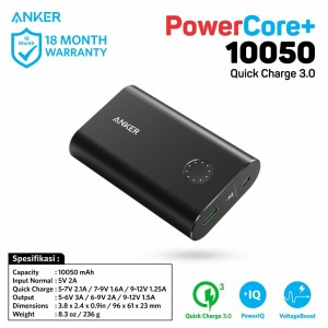 Anker PowerCore+ 10050 mAh Quick Charge 3.0 - Black [A1311H11]