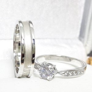 Jual Cincin Lamaran Emas Putih Dan Palladium 876epld Kota
