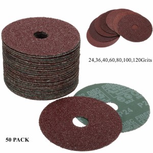 50 Pack 5/" Black Hawk 24 Grit A//O Resin Fiber Disc Grinding /& Sanding Discs