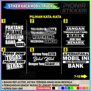 Jual Stiker Kaca Mobil Truck Catting Sticker Reflective Kata Kata