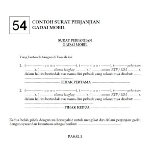 Contoh surat perjanjian gadai mobil yang masih kredit Contoh Surat Perjanjian Gadai Mobil Yang Masih Kredit