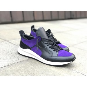 black and purple shoes