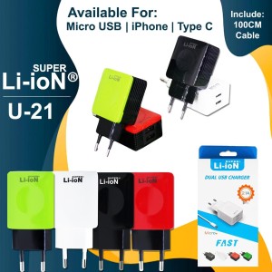 Jual Charger Super Li Ion Fast Charging Tipe C Model U21 Dual Usb 2 1a Ms Jakarta Pusat Kimichan Shop 88 Tokopedia