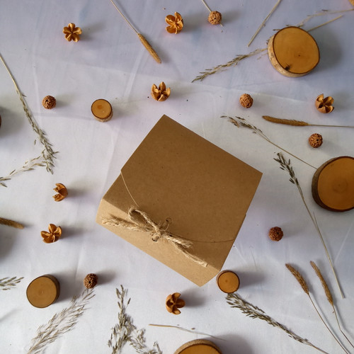 Foto Produk BOX PERSEGI,BAHAN BROWN KRAFT 280 gr UKURAN 11,5 X11,5 X 5cm PLUS TALI dari TENONENONET