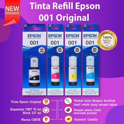 Foto Produk Tinta Epson 001 1SET CMYK PRINTER L4150 L6160 L6170 L6190 ORIGINAL dari FixPrint Indonesia