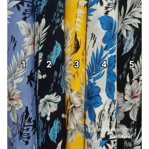 Foto Produk Kain Bahan Daster Homedress Gamis Kain rayon motif Hibiscus dari Toko Kain Grosir
