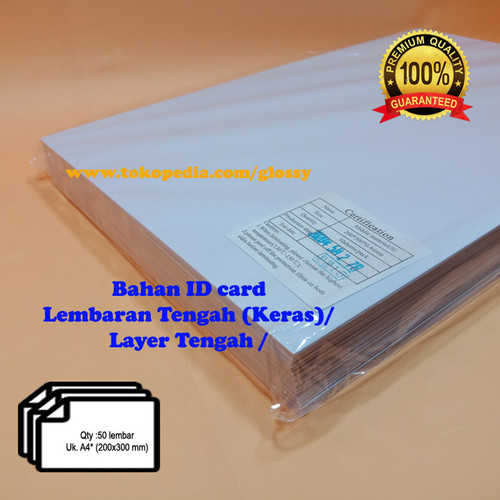 Foto Produk BAHAN PVC ID CARD 50 lembar - PVC nya saja - Lembaran Keras/Tengah dari GLOSSY