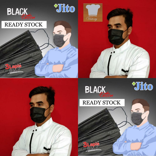 Foto Produk Masker 3 ply isi 50 pcs / Masker Jito Hitam / Masker Non Medis dari Victory Baju Koki