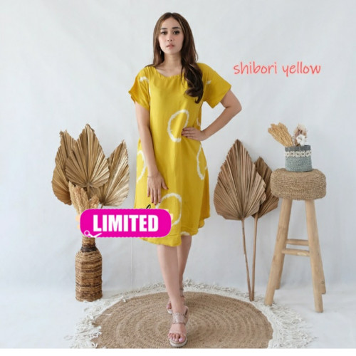 Foto Produk Daster dress original rayon shibori fit to XL - Kuning dari RAFFSTORES