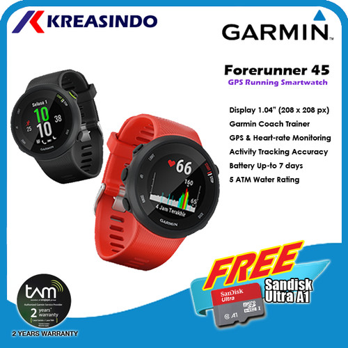 Foto Produk Garmin Forerunner 45 Watch Garansi Resmi - Black dari Kreasindo Online
