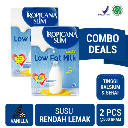 Foto Produk Twin Pack (2 Pcs) - Tropicana Slim Milk Low Fat Vanilla 500gr dari NutriMart