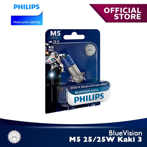 Foto Produk BlueVision 25/25W-3 M5 Kaki 3 3700K 12164BVB1 Bola Lampu Motor Philips dari Philips Moto