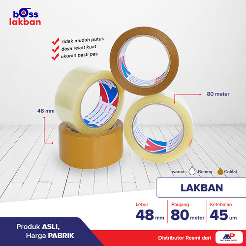 Foto Produk Lakban Bening / Coklat 90 yard FULL x 48 mm / 2 inch Mitran Pack - Putih dari Boss Lakban