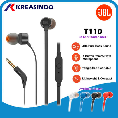 Foto Produk JBL T110 Earphone Original Garansi Resmi IMS - Hitam dari Kreasindo Online