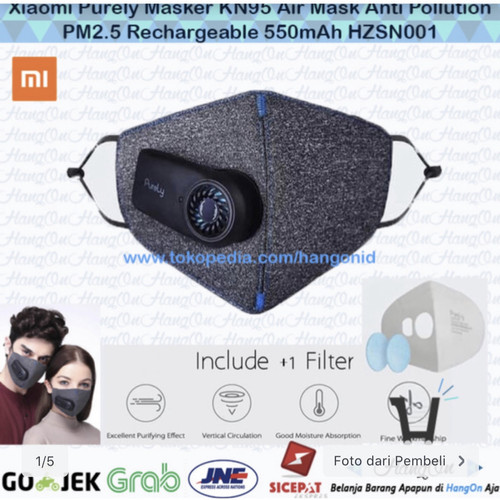 Foto Produk Xiaomi Purely Masker KN95 Air Mask Anti Pollution PM2.5 550mAh HZSN001 dari HangOn