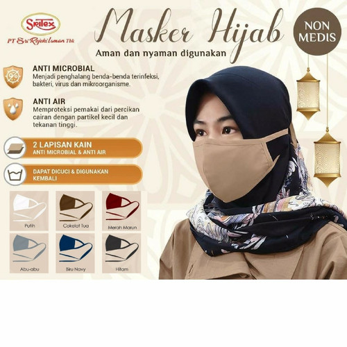 Foto Produk Masker Kain Anti Bakteri 2 PLY - SRITEX PREMIUM - Dewasa Headloop - Putih dari Moteza Indonesia