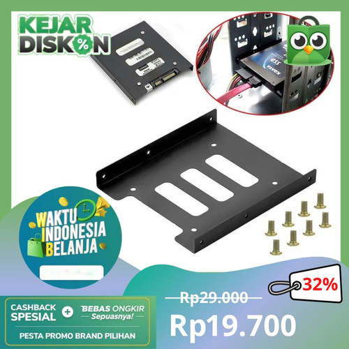 Foto Produk Bracket Mounting Kit Untuk HDD/SSD 2.5 Inch ke 3.5 Inch - Black dari rubic wear