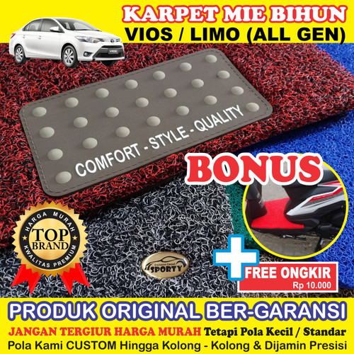 Foto Produk Karpet Mobil Mie Bihun VIOS LIMO Non Bagasi - Bahan 1 Warna dari KARPET MOBIL SPORTY