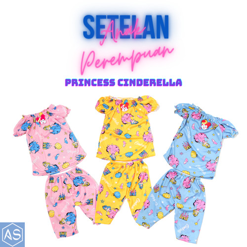 Foto Produk Setelan Anak Perempuan Princess Cinderella 1-3 Tahun 3 Warna Sepasang - Kecil 1-2 Tahun, Merah Muda dari Aiven Store