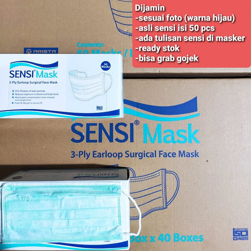 Foto Produk SENSI SURGICAL MASKER FACE MASK 3PLY EARLOOP DEBU DUST GOJEK GRAB dari Jillyshopid