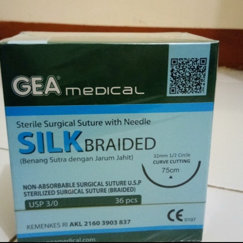 Foto Produk Catgut Silk Braided 3/0 Jarum - Catgut Silk Gea Medical 3.0 Jarum dari Vintaco