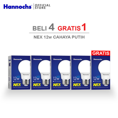 Foto Produk Hannochs Lampu LED NEX 12 watt Cahaya Putih ( BELI 4 GRATIS 1 ) dari Hannochs Official Store