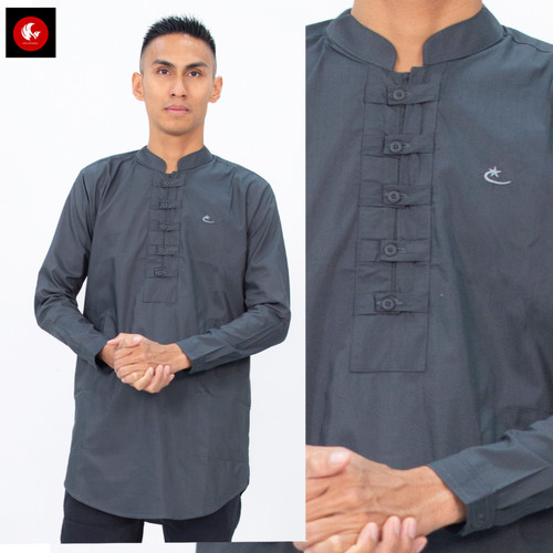 Foto Produk Shams Al-Isra Baju Koko Kurta Kemeja Pria Fashion Muslim - Abu Tua, M dari Okechuku