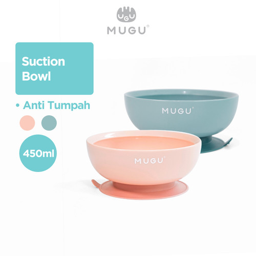 Foto Produk MUGU Suction Bowl Mangkok Makan Bayi Anak Anti Tumpah 450ml - Merah Muda dari MOOIMOM Official