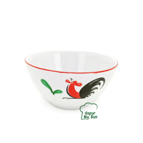 Foto Produk Mangkok Soup Model V Motif Ayam Jago Seri 2 Ukuran 6 Inch dari Dapur Ny.Bun