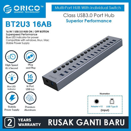 Foto Produk ORICO BT2U3-16AB 16 port USB Hub With Individual Switches dari manekistore