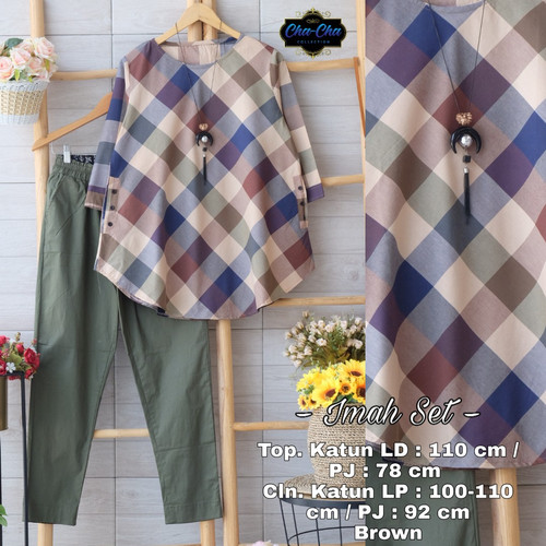 Foto Produk New Imah Set Setelan Celana Wanita Baju Kerja Modis Cantik LD 110cm dari Ilyassa Shop