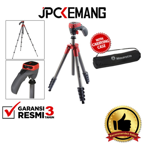 Foto Produk Manfrotto Compact Action Aluminum Tripod GARANSI RESMI - Merah dari JPCKemang