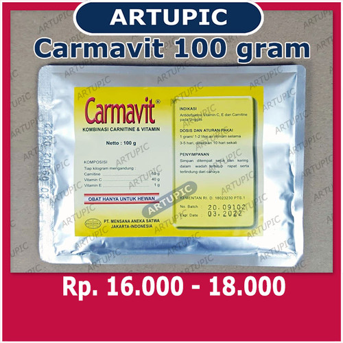 Foto Produk Carmavit 100 gram Vitamin C E Carnitine Ayam Unggas Anti Stres Ayam dari ArtupicPeralatanPeternak