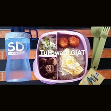 Foto Produk cUTE sET TwiN tULIPWARE / kOTAK mAKAN bERsekaT ANTI tUMPAH dari TULIPWARE collection