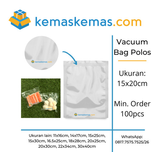 Foto Produk Plastik Vacuum / Plastik Vacum Bag / Plastik Vakum 15x20cm isi 100 dari kemaskemas