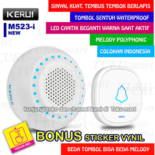 Foto Produk Bel Rumah Wireless Door Bell Waterproof Pintu 1 remote 1 Receiver dari Tuku-Mart