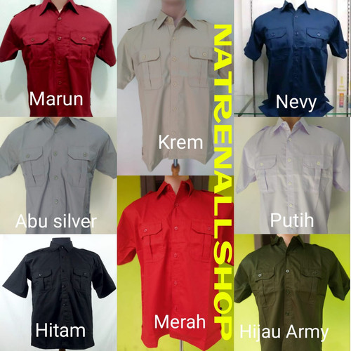 Foto Produk Baju PDH, Kemeja Pangkat Lengan PendekPendek - Merah, L dari Natrenallshop