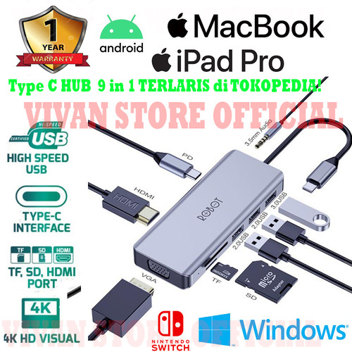Foto Produk ROBOT HT390 USB HUB Type C HDMI card reader Adapter macbook ipad pro dari VIVAN Store Official
