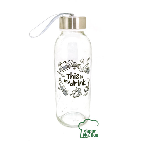 Foto Produk Botol Minum Kaca This Is My Drink Ukuran 420ml / Botol Sedang dari Dapur Ny.Bun