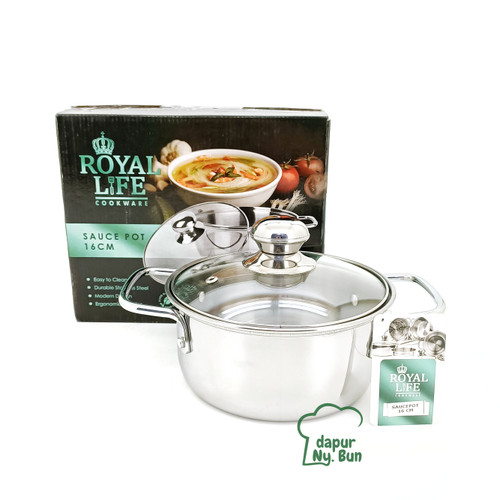 Foto Produk Royal Life Sauce Pot 16cm / Panci Kuping Stainless Steel Diameter 16cm dari Dapur Ny.Bun