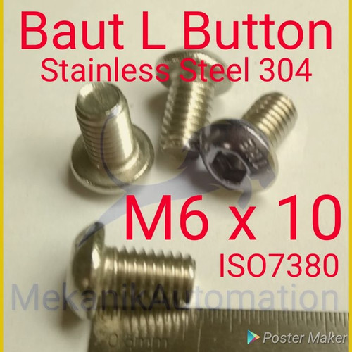 Foto Produk Baut Button L M6 x 10 SUS 304 dari MekanikAutomation
