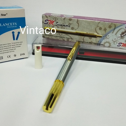 Foto Produk Paket Pena Bekam Stainless Sammora 158 Bonus Jarum 21G 100 Magicstar dari Vintaco