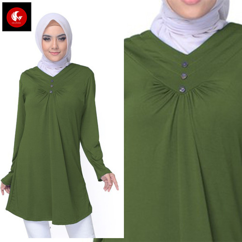 Foto Produk INEKE Okechuku Tunik Blouse Fashion Busana Muslimah Wanita BIGSIZE - Hijau lembut, L dari Okechuku